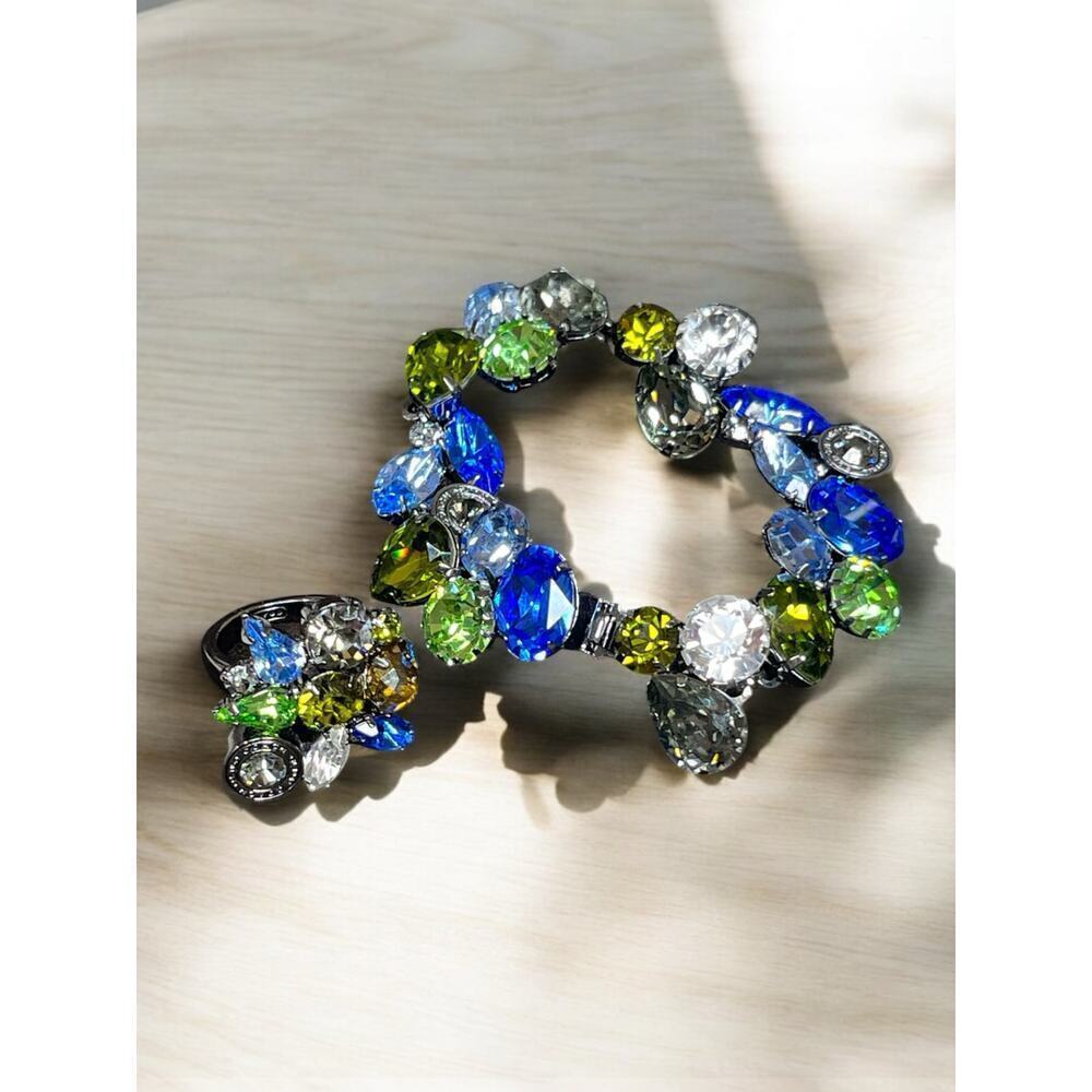 Coach Poppy Limited Edition Swarovski Crystal Bracelet & Matching Ring - Size 7 - Picture 7 of 13